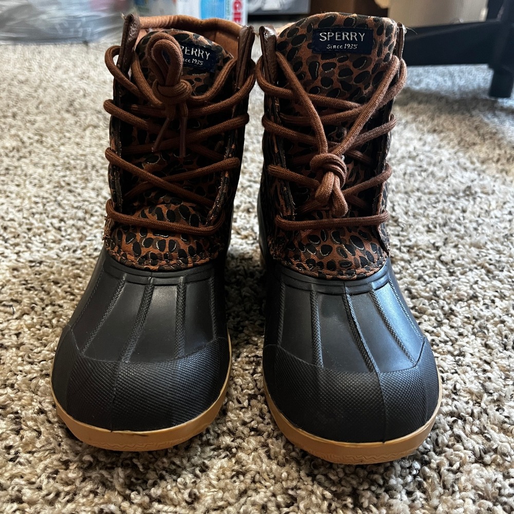 Girls Sperry Boots Animal Waterproof Size 4